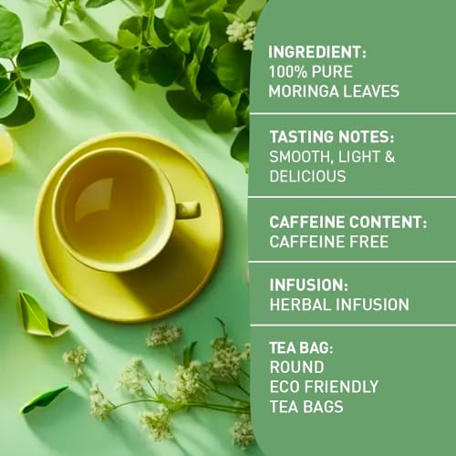 HANDPICK, Organic Moringa Tea Bags (100 Count) Non-GMO, Caffeine Free, Pure Moringa Leaves | Sweet and Light Herbal Tea Bags, Round Eco-conscious Teabags - Image 4
