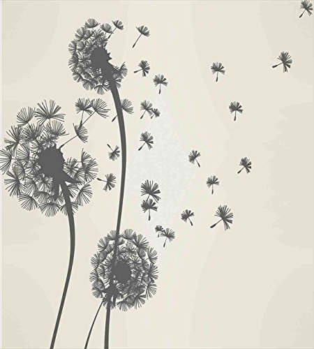 Lunarable Dandelion Duvet Cover Set, Ornamental Motif Of Tiny Flying Away From The Plants Body, Decorative 3 Piece Bedding Set With 2 Pillow Shams, King Size, Beige Grey #TOP1