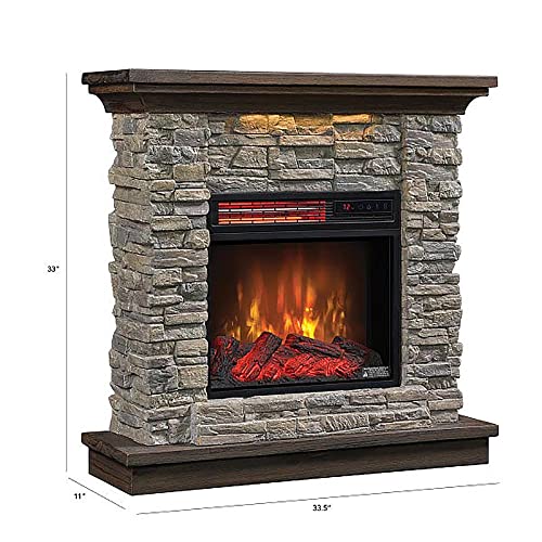Image of duraflame Wall Mantel Electric Fireplace with Remote Control, Smoky Gray Stone