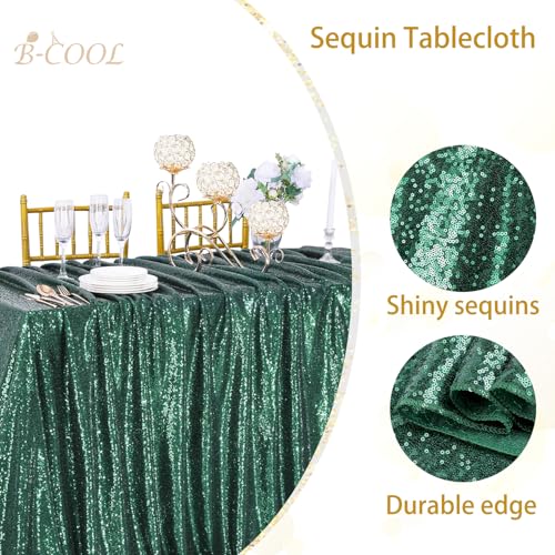Image of B-COOL Sparkle Sequin Tablecloth Rectangle: Table Cloth Linen Glitter Cake Table Cloth for Wedding Party Banquet Christmas Birthday 50x80 Inch