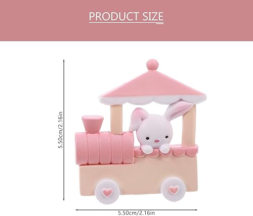 Miniatura 4 de PRETYZOOM Juego de 3 adornos de mini tren de resina mininatura, decoración de conejo, decoración de conejo, decoración de cumpleaños, conejito de