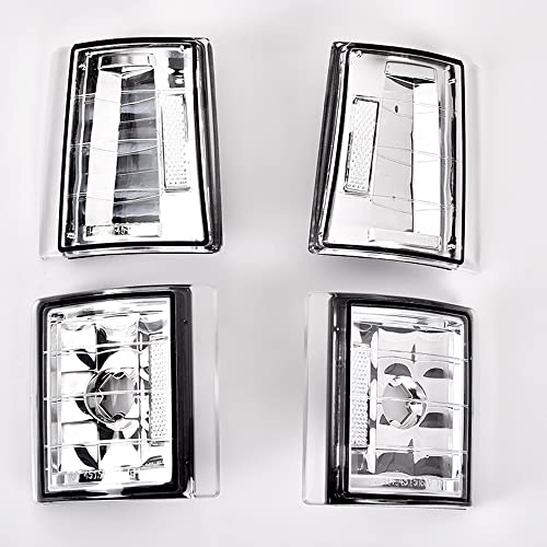 Pit66 Corner Signal Side Marker Lamps, Compatible With 94-99 Chevy C/K 1500 2500 3500 Suburban/95-99 Chevy Tahoe/94 Chevy Full Size Blazer Clear Lens Chrome Housing Clear Reflector #TOP6