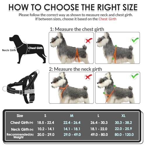 Lukovee No Pull Dog Harness & Leash Set - Heavy Duty Dog Vest Harness with Soft Padded for Medium Large Dogs, Adjustable Reflective Tactical Pet Harness for Easy Walk and Training (L, Black)