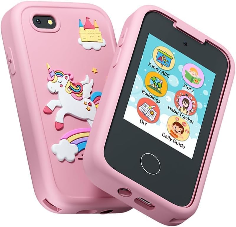 SHAHNARO Kids Toy Phone for Girls 4 Touchscreen Dual Camera Music Player Ages 3-7 Pink Unicorn Theme Birthday Gift Music Player Gifts for Girls Birthday Travel Christmas