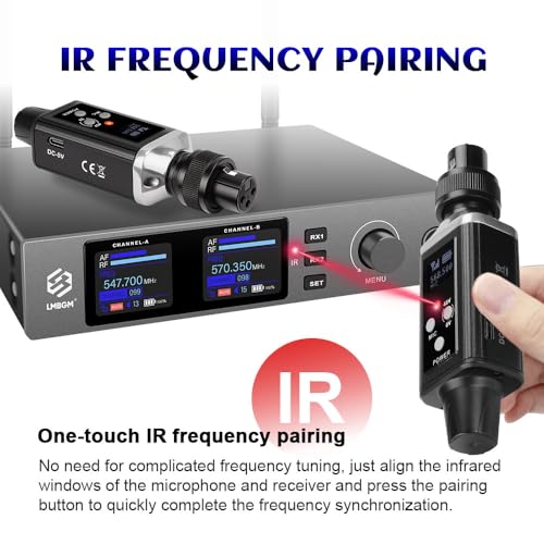 Sistema inalámbrico de micrófono UHF: 1 transmisor y 2 receptores, con ganancia de audio integrada y conmutación de alimentación fantasma 48V/0V. Compatible con micrófonos dinámicos y de condensador. miniatura 3