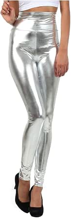 Sakkas Shiny Liquid Metallic High Waist Stretch Leggings