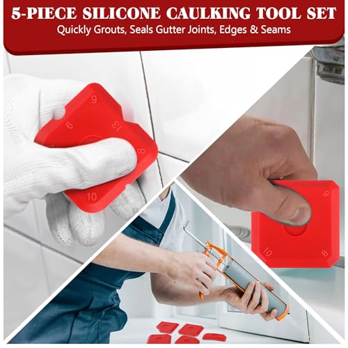 5 Stück Fugenglätter Silikon，Silikon Abzieher Fugen，Fugen Glätter Werkzeug，Fugenabzieher Set zum Verschönerung von Fliesenfugen