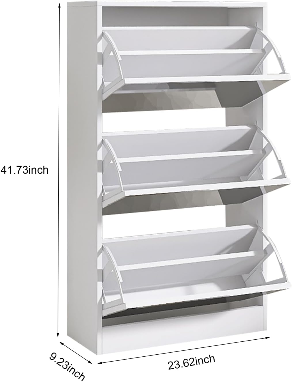 Narrow Shoe Storage Cabinet with Mirror, Wood Slim Shoe Rack 3 Tier Shoe Organizer for Home and Apartment, White