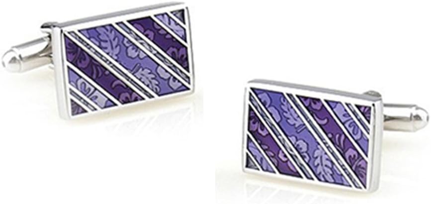 Purple Rectangle Men's Shirt Suite Cufflinks Cuff Links with Gift Box