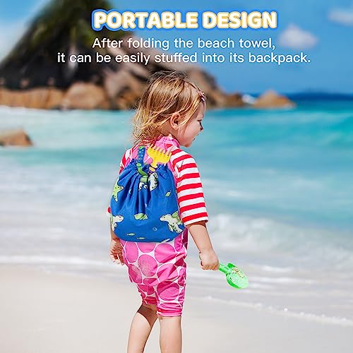 Airensky Beach Towel For Kids,58" X 28" Quick Dry Microfiber Beach Towel,Personalized Pool Beach Towel, Super Absorbent Bath Towel Soft Lightweight Toddler Boy Towel For Beach Swim Hiking(Turtle) #TOP4