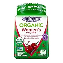 Vitafusion Organic Women’s Gummy Multivitamin, 90 Count - Non-GMO, Gluten-Free, No Gelatin, No HFCS