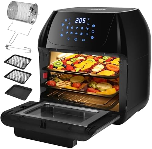 Aigostar Freidora Aire 12L con Sistema giratorio, Horno de Aire 1...