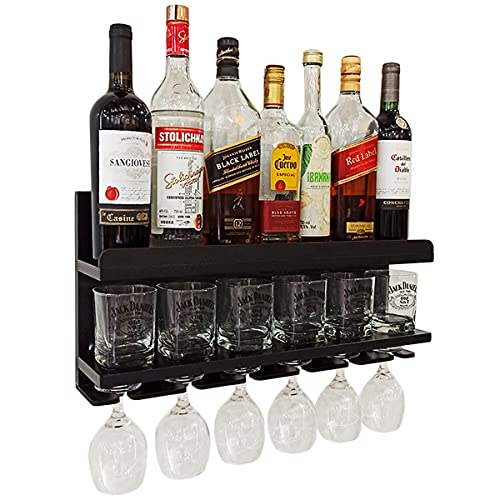 Barzinho de Parede Com Porta Copos E Porta Taças Cor Preto