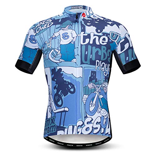 JPOJPO Fahrradtrikot für Herren, Mountainbike-Trikot, Sommer, kurzärmelig, atmungsaktiv, schnell trocknend
