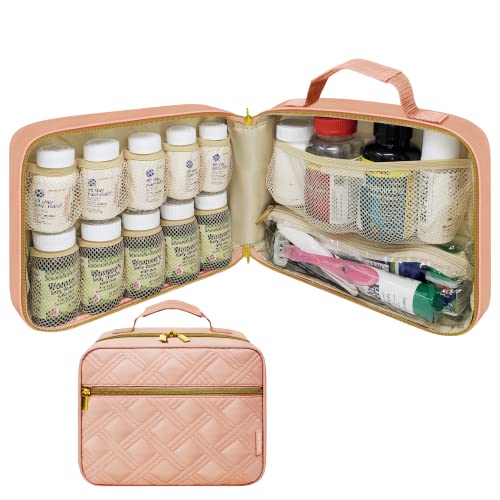 Starplus2 Large Quilted Pill Bottle Organizer, Medicine Bag, Case, Carrier For Medications, Vitamins, And Medical Supplies With Fixed Pockets - For Home Storage And Travel - Pink (Without Lock) #TOP11