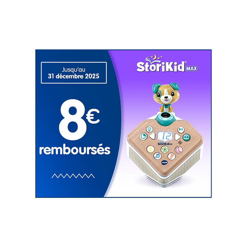 VTech - StoriKid Max, Conteur d'Histoires Interactif Deluxe, Boîte à Histoires et Chansons, Projection Lumineuse et Animée, Veilleuse, Cadeau Enfant de 3 Ans à 8 Ans - Contenu en Français et Anglais