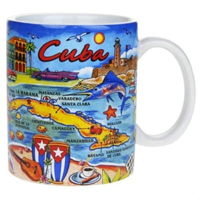 Cuba Map Ceramic Mug 3.5&amp;#34;H x 3.25&amp;#34;D 12 oz