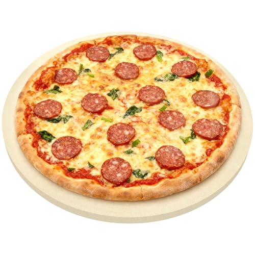 Pizza Grilling Stone, Baking Stone for Perfect Pizza Crust, Ceramic Pizza Pan for Oven, Pizza Cooking Baking Bread Plate, Great Baking Stone for Pizza Lover, 38cm Round Pizza Stone