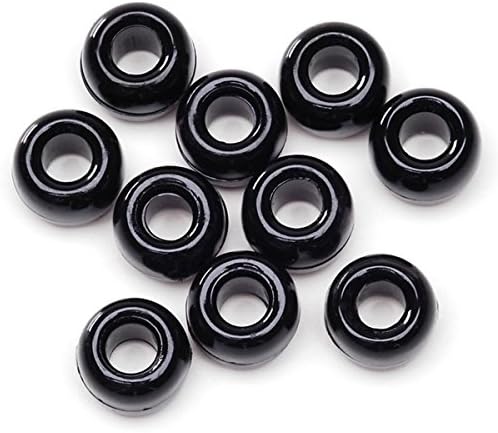 Darice 175438 Opaque Black Pony Beads โ Great Craft Projects for All Ages โ Bead Jewelry, Ornaments, Key Chains, Hair Beading โ Round Plastic Bead With Center Hole, 9mm Diameter, 720 Beads Per Bag