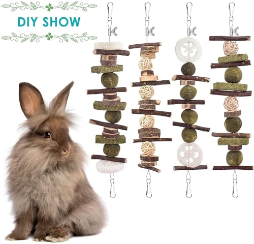 ERKOON 70pcs Rabbit Treats, Bunny Boredom Breakers Guinea Pigs Chew Toys for Teeth Grinding Cage Hanging Accessories for Rats Chinchillas Hamsters (Multicolour) - Image 5