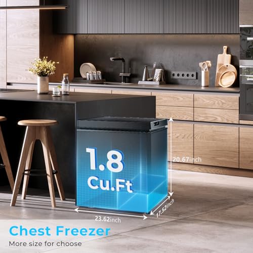 Image of Electactic Chest Freezer 2.0 Cubic Feet Compact Freezer with 2 Removable Baskets, Free Standing Top open Door Deep Freezer, Adjustable Temperature for Home Dorm, Bar, Basement, Kitchen
