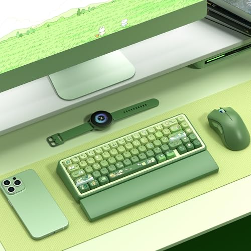 Image of dagaladoo PBT Keyboard keycaps,Matcha moa keycaps,Green Frog