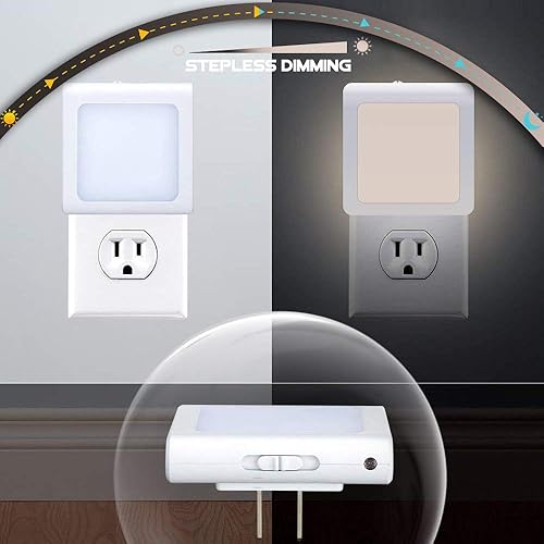 Miniatura 2 de VINTAR Paquete de 4 luces LED nocturnas, luces nocturnas enchufables a la pared con sensor inteligente de atardecer a amanecer, luces nocturnas de