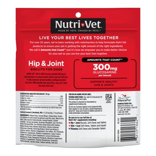 Nutri-Vet Hip & Joint Biscuits For Dogs - Tasty Dog Glucosamine Treat & Dog Joint Supplement - Large Sized Biscuit With 300Mg Glucosamine - 6 Lb #TOP1