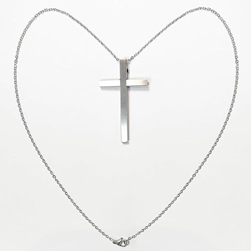 Miniatura 6 de Collar de cruz de defensa personal, cadena de 21 pulgadas, herramienta de protección oculta de acero inoxidable con bloqueo de seguridad, Acero