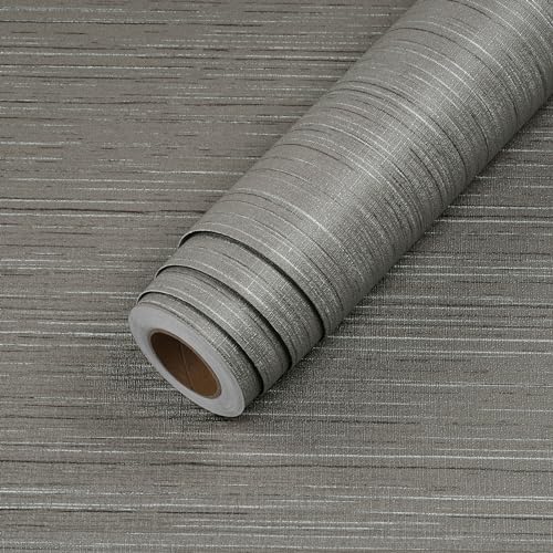 LACHEERY Gray Grasscloth Peel and Stick Wallpaper Removable Textured Wallpaper Peel and Stick Modern Fabric Neutral Wall Paper for Walls Grey Self Adhesive Contact Paper for Cabinets Walls 15.8"x80"