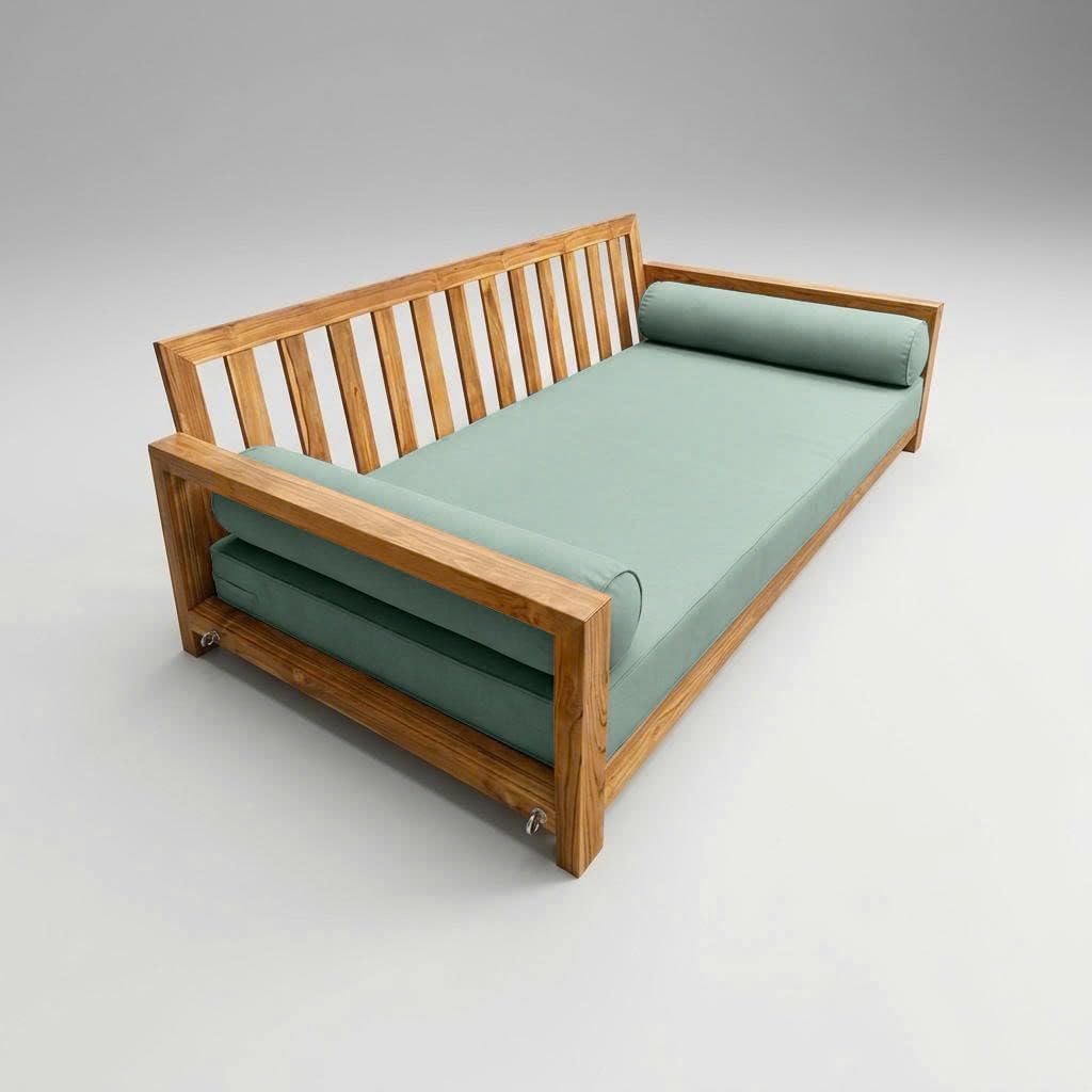 Prolinemax Style5 Twin-XL Size 3PC Pipe Trim Outdoor Daybed Mattress Cushion Bolster Pillow SlipCover Complete Set AD002