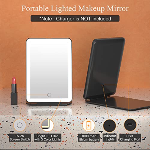 Rechargeable Makeup Vanity Mirror with 72 Led Lights, Lighted Travel Portable Light up Beauty Mirror, 3 Color Lighting - Image 3