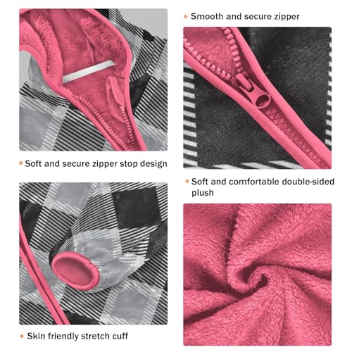 GuoChe Classical Plaid Black White Toddler Fleece Jacket3