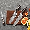 Professional Kitchen Chef Knife sets, Razor Sharp Premium High Carbon German Steel 3 pcs Knife Set, Ergonomic Forged Pakkawood Handle, Chef, Santoku & Utility Knife, With Premium Gift Box, for Family