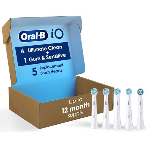 Oral-B iO Ultimate Clean Replacement Brush Heads, 5 Count, 4 Ultimate Clean + 1 Gum & Sensitive White