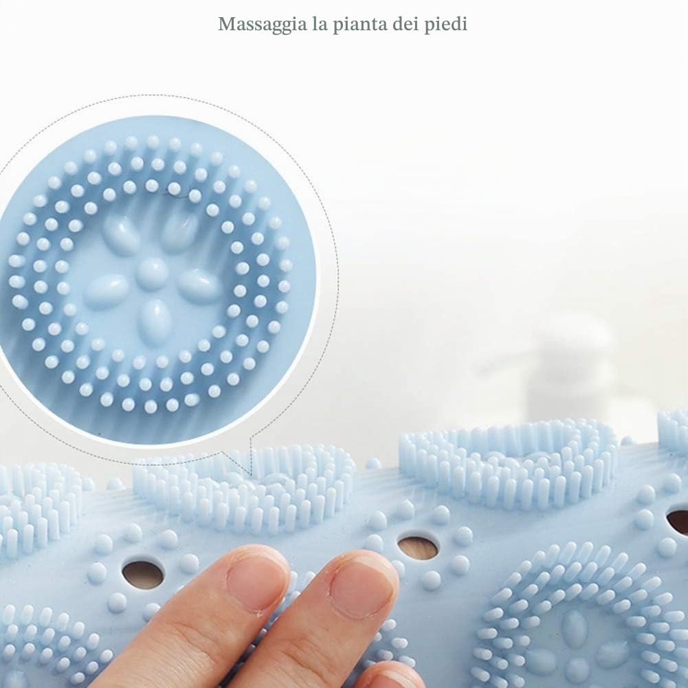 Tappetino da bagno in PVC rotondo, tappetino doccia antiscivolo, tappetino da bagno antibatterico, tappetino da doccia lavabile in lavatrice, tappetino da bagno con fori di drenaggio e ventose, 55 x