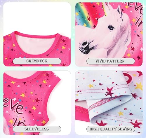 Jurebecia 2Pcs Girls Nightgowns Toddler Unicorn Nightdress Sleeveless Nightie Dress Pajamas Kids Sleep Shirts Sleepwear3