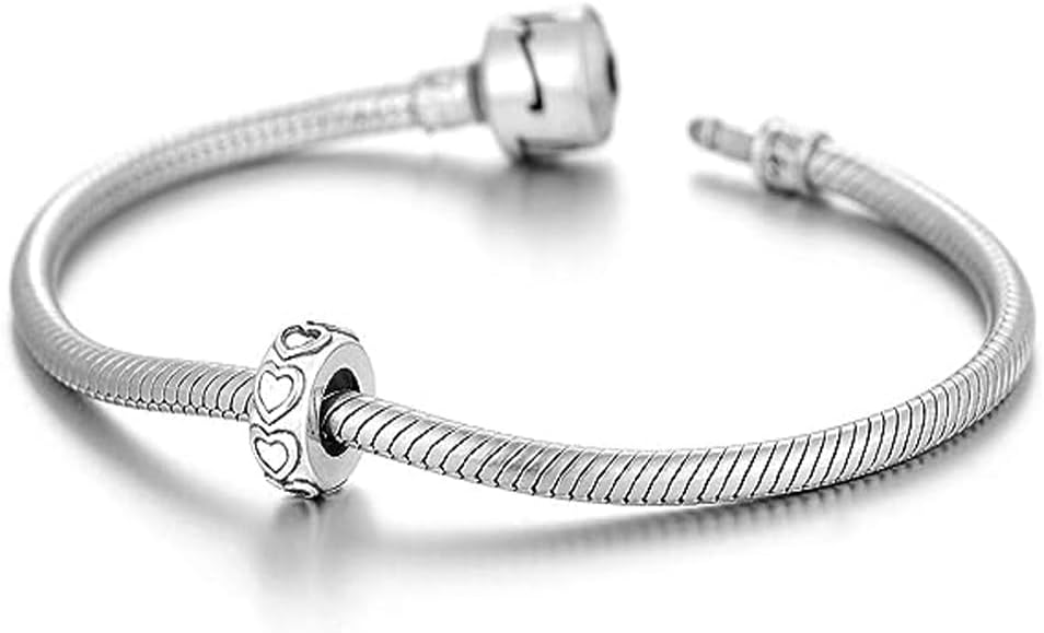 GW Stopper Charms 925 Sterling Silver, Round Rondelle Spacer Beads for Charm Bracelets for Women (4PCS Silver-Heart) - Image 4