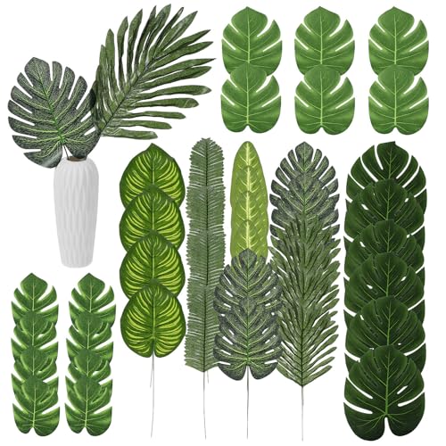SHINEOFI Set de 40 Hojas Artificiales de Monstera para Adorno, Hojas Verdes Realistas de Plástico Resistentes para Hogar, Oficina y Eventos