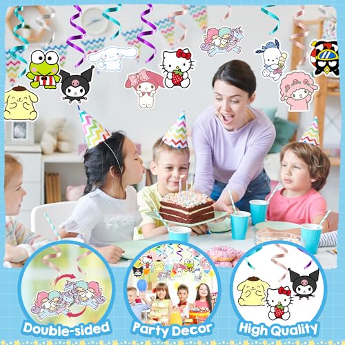 Image of 20Pcs Kawaii Cartoon Anime Hanging Swirls Colorful Kitty Melody Cinnamon Characters Paper Cutouts Ceiling Streamers Cute Birthday Party Celebration Decoration Supplies for Home Office School Classroom