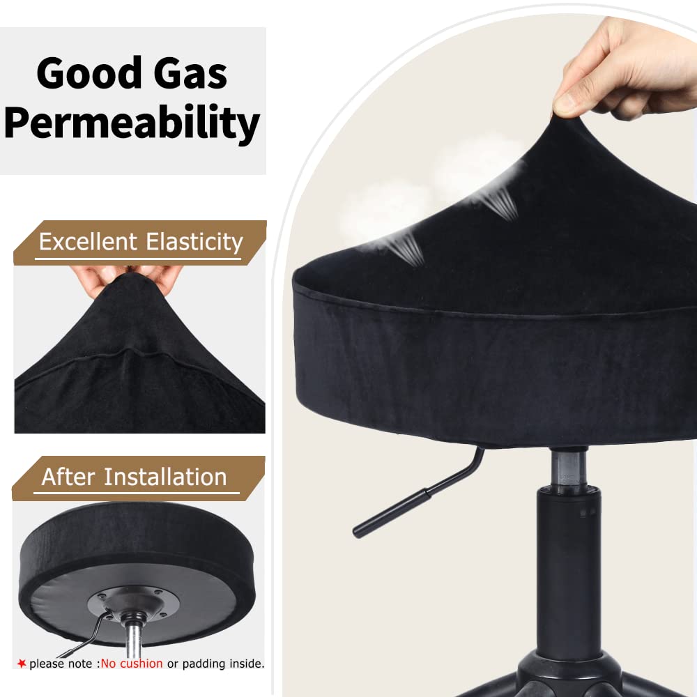 Funda para taburete de bar, terciopelo súper suave, diámetro de 15.5-18 pulgadas, redonda, elástica, lavable, a prueba de polvo para muebles tapizados (L, negro, 1 unidad) 4