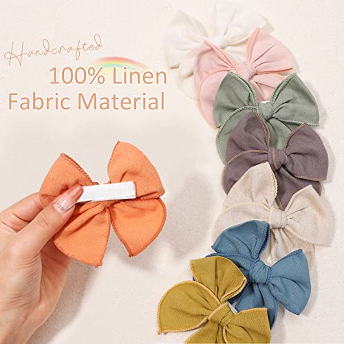 Choicbaby 20Pcs Hair Bows Clips For Girls Hair Clips Cotton Linen Bows 3.2 Inch Fable Hair Bows And Fully Lined Baby Bows Perfect For Baby Girls Toddlers #TOP2