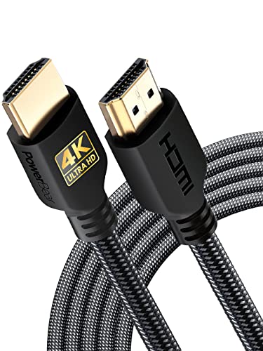 PowerBear 4K HDMI Cable 15 ft [2 Pack] High Speed, Braided Nylon & Gold Connectors, 4K @ 60Hz, Ultra HD, 2K, 1080P, ARC & CL3 Rated | for Laptop, Monitor, PS5, PS4, Xbox One, Fire TV, Apple TV & More