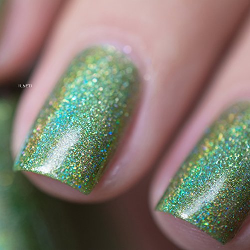 Image of ILNP 1UP - Lime Green Holographic Nail Polish, Chip Resistant Manicure, Long Wear Nail Lacquer, Smooth & Glossy Finish, Non-Toxic, Vegan, Cruelty Free, 12ml