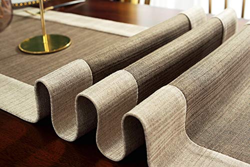 15 X 72 Inch Farmhouse Style Linen Table Runner With Handmade Tassel, Rustic Wide Patchwork Table Runners 72 Inches Long For Dining Room, Dresser Decor - Brown #TOP4