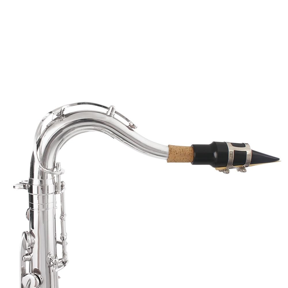 Saxofón Tenor B Instrumento de Viento de Madera Chapado en Plata Plana con Estuche de Transporte Guantes