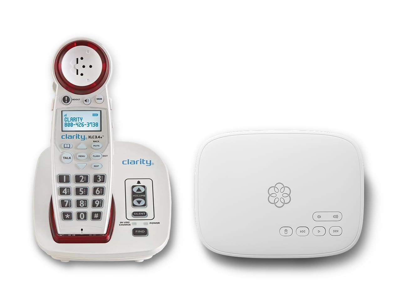 Ooma Telo with Clarity XLC3.4+ Amplified Cordless Phone Service Bundle with 24/7 Concierge Plan. Personal Setup Assistance, Address-Based 911 and Text