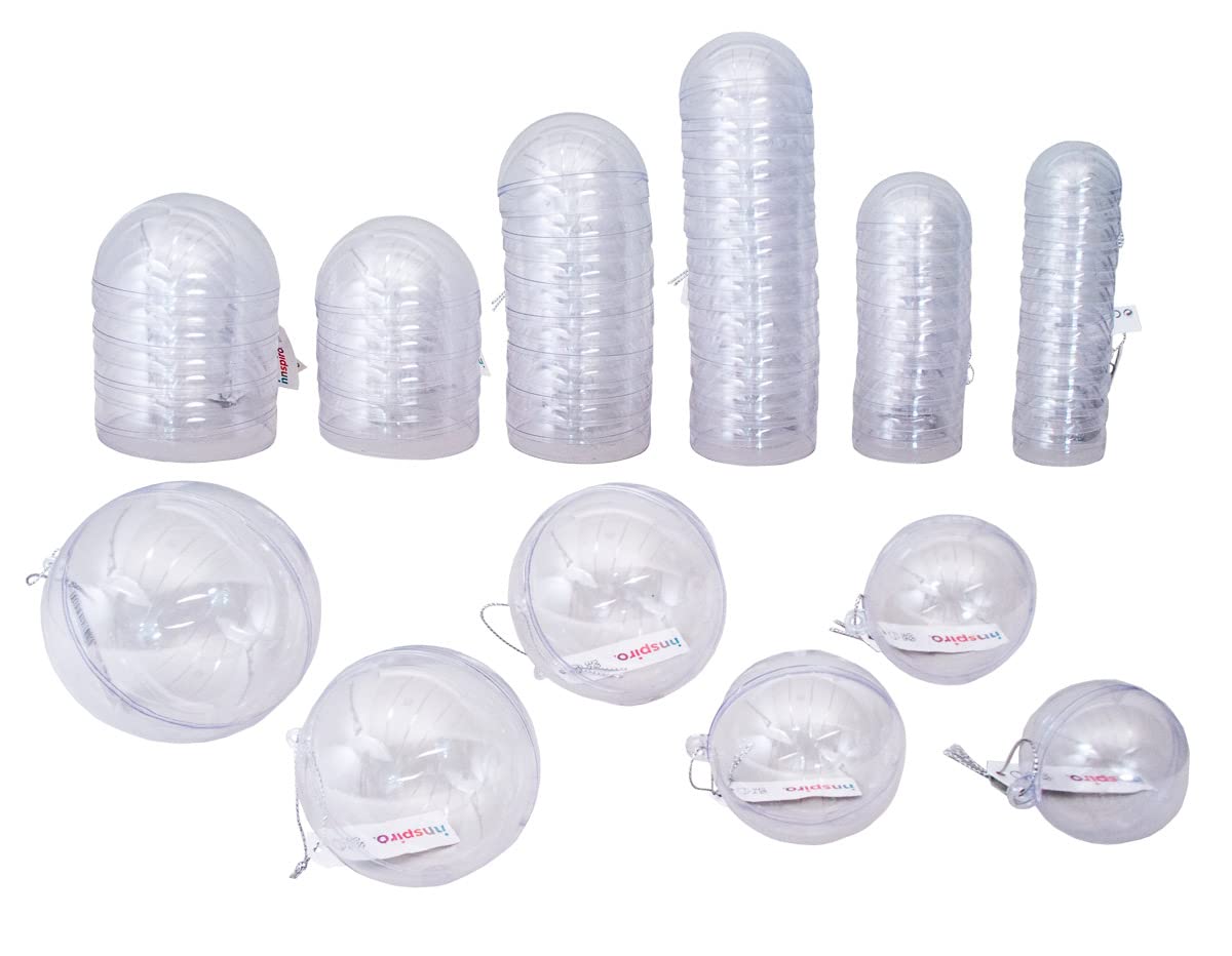 Boules en plastique transparent INNSPIRO de 6 mesures en maxi pack de 63 unités pour déco
