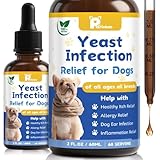Petrivium Natural Dog Yeast Infection Relief for Itchy Skin & Ear Treatment - Allergy & Paw Itching, Soothes Irritation & Reduces Inflammation Herbal Dog Supplement Drops