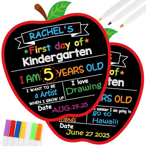 DPKOW Last and First Day of School Board, Apple-Shaped Chalk Board Nursery Preschool Blackboard Back to School Supplies with Colored Pens, Reusable Double Sided Chalkboard Nursery Preschool Gifts DPKOW Last and First Day of School Board, Apple-Shaped Chalk Board Nursery Preschool Blackboard Back to School Supplies with Colored Pens, Reusable Double Sided Chalkboard Nursery Preschool Gifts